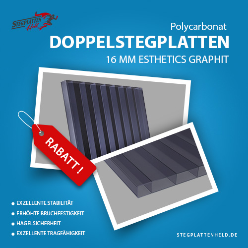 Polycarbonat Doppelstegplatten 16 mm esthetics graphit