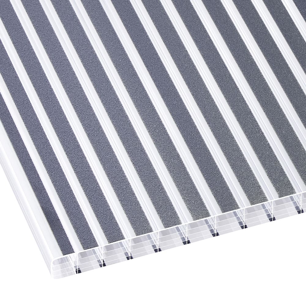 Polycarbonat Doppelstegplatten 16 mm gestreift klar/anthrazit