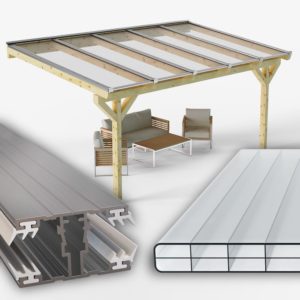Dachhaut Alu Alu mit Polycarbonat Stegplatten 16mm 3-Fach Struktur klar farblos
