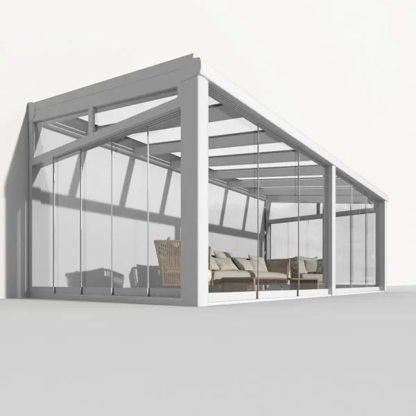 Premium Weiß Wintergarten Alu NOBELline mit 8mm VSG Glas klar/farblos 12
