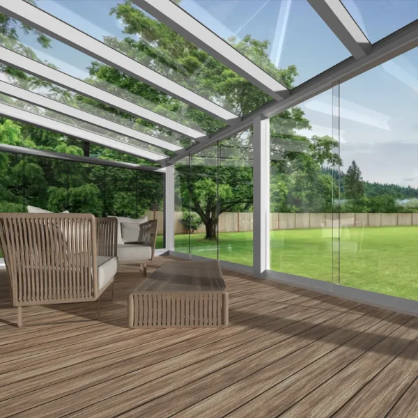 Premium Weiß Wintergarten Alu NOBELline mit 8mm VSG Glas klar/farblos 6