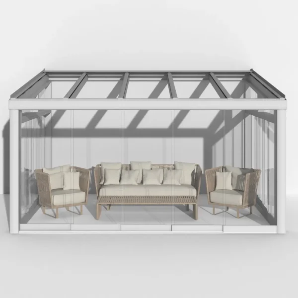 Premium Weiß Wintergarten Alu NOBELline mit 8mm VSG Glas klar/farblos