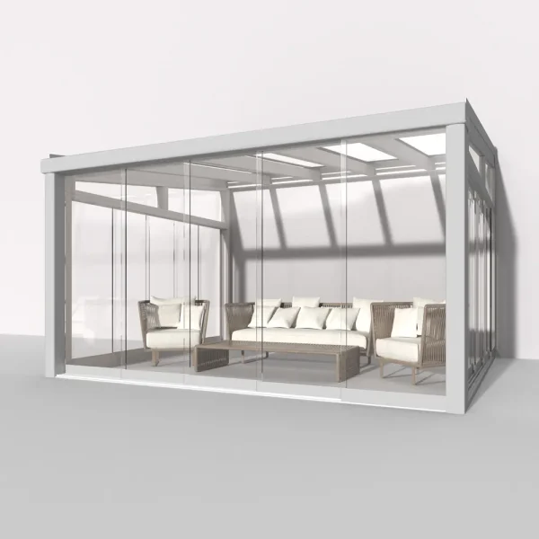Premium Weiß Wintergarten Alu NOBELline mit 8mm VSG Glas klar/farblos 9